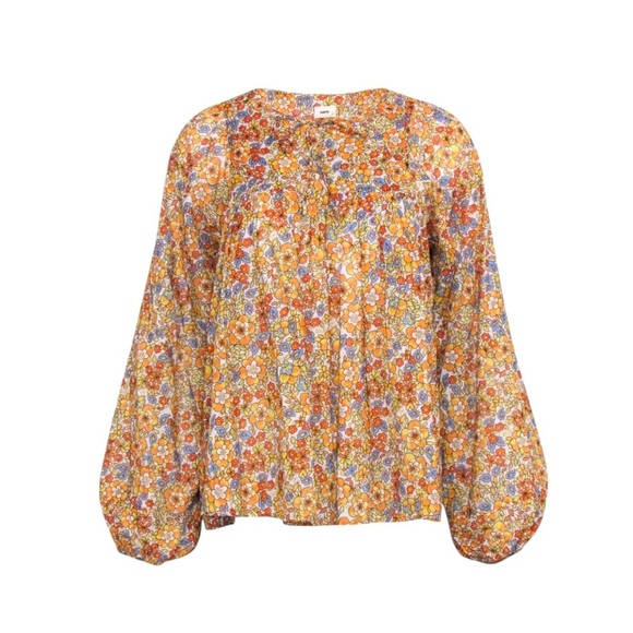 Warm NY Cotton Floral Print Long Sleeve Boho Peasant Blouse Top Size S - Picture 5 of 14